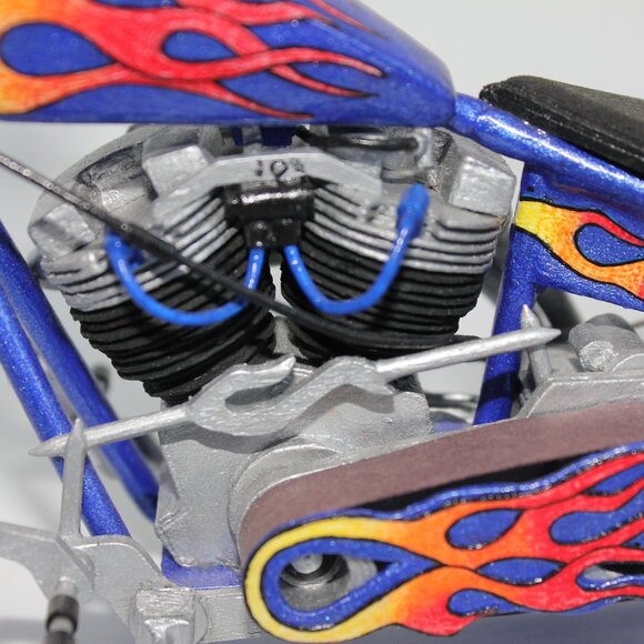 Hand Made Prisoner Art Intricate Motorcycle Made From Paper, Toothpicks 10"L - Picture 8 of 12